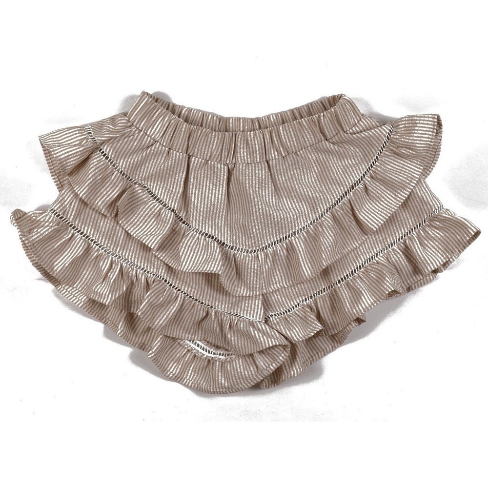 Altar'd State Shorts Tiered Ruffle Ivory Mocha Stripe XS NWT